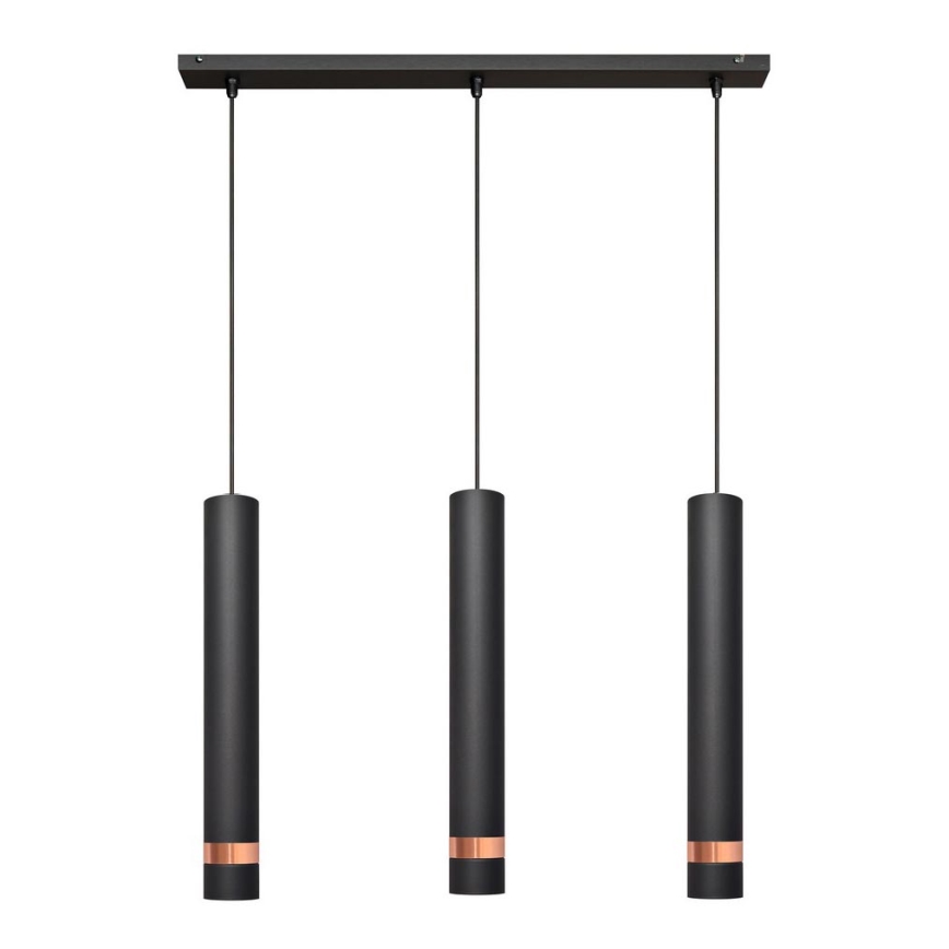 LED luster na sajli TUBA 3xGU10/4,8W/230V crno/bakrena