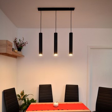 LED luster na sajli TUBA 3xGU10/4,8W/230V crno