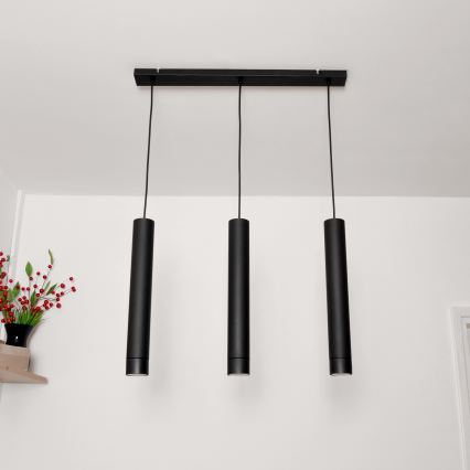LED luster na sajli TUBA 3xGU10/4,8W/230V crno