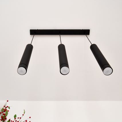 LED luster na sajli TUBA 3xGU10/4,8W/230V crno