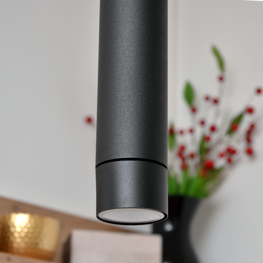 LED luster na sajli TUBA 3xGU10/4,8W/230V crno