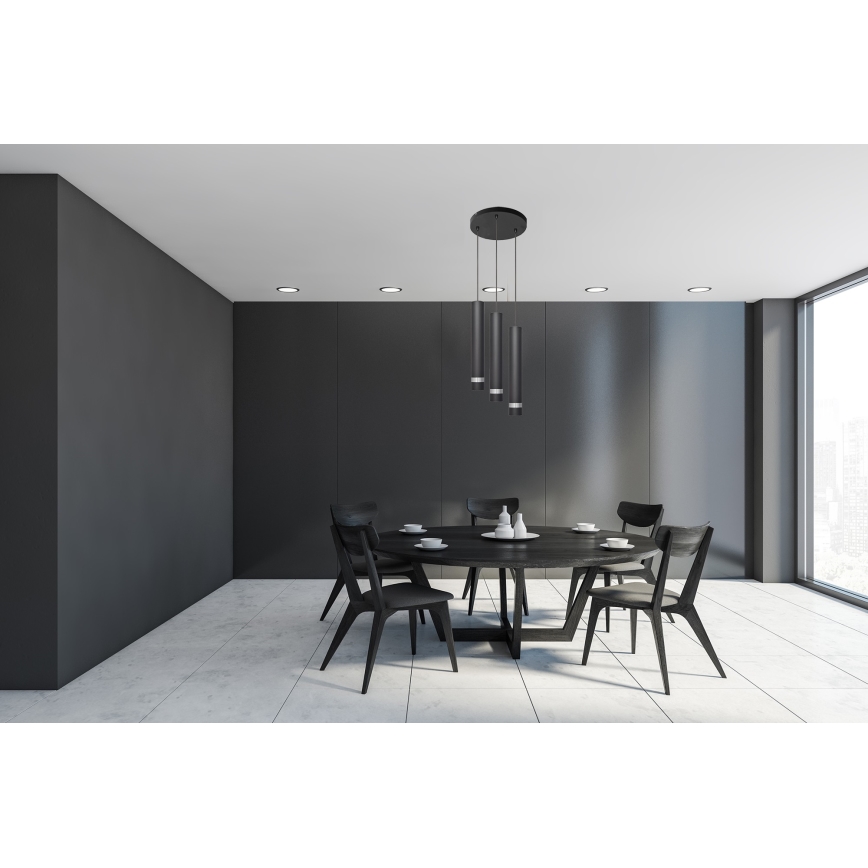 LED luster na sajli TUBA 3xGU10/4,8W/230V crno/sjajni krom