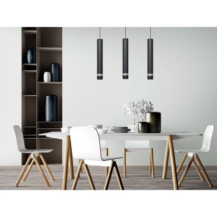 LED luster na sajli TUBA 3xGU10/4,8W/230V crno/sjajni krom