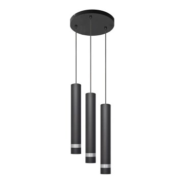 LED luster na sajli TUBA 3xGU10/4,8W/230V crno/sjajni krom