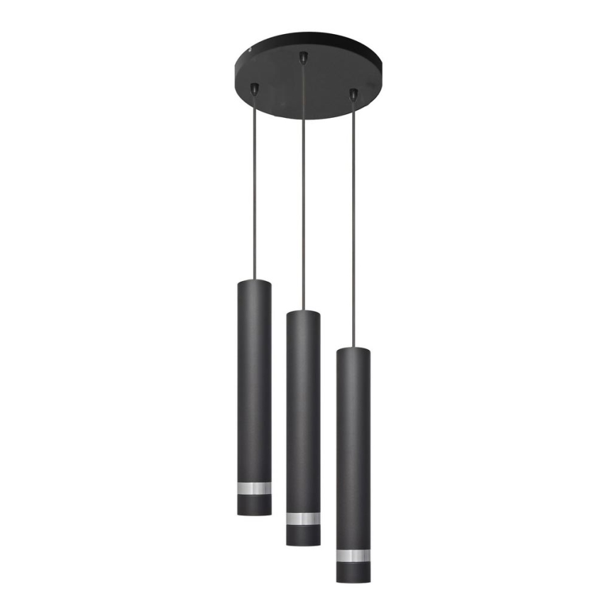 LED luster na sajli TUBA 3xGU10/4,8W/230V crno/sjajni krom