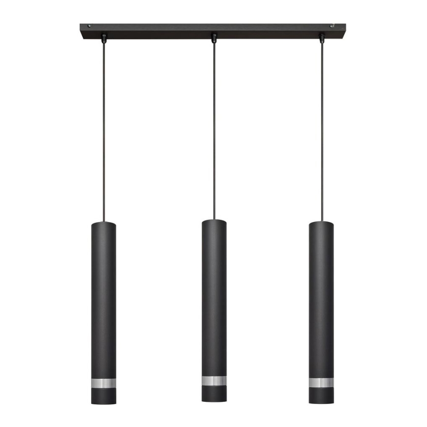 LED luster na sajli TUBA 3xGU10/4,8W/230V crno/sjajni krom