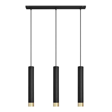 LED luster na sajli TUBA 3xGU10/4,8W/230V crno/zlatna