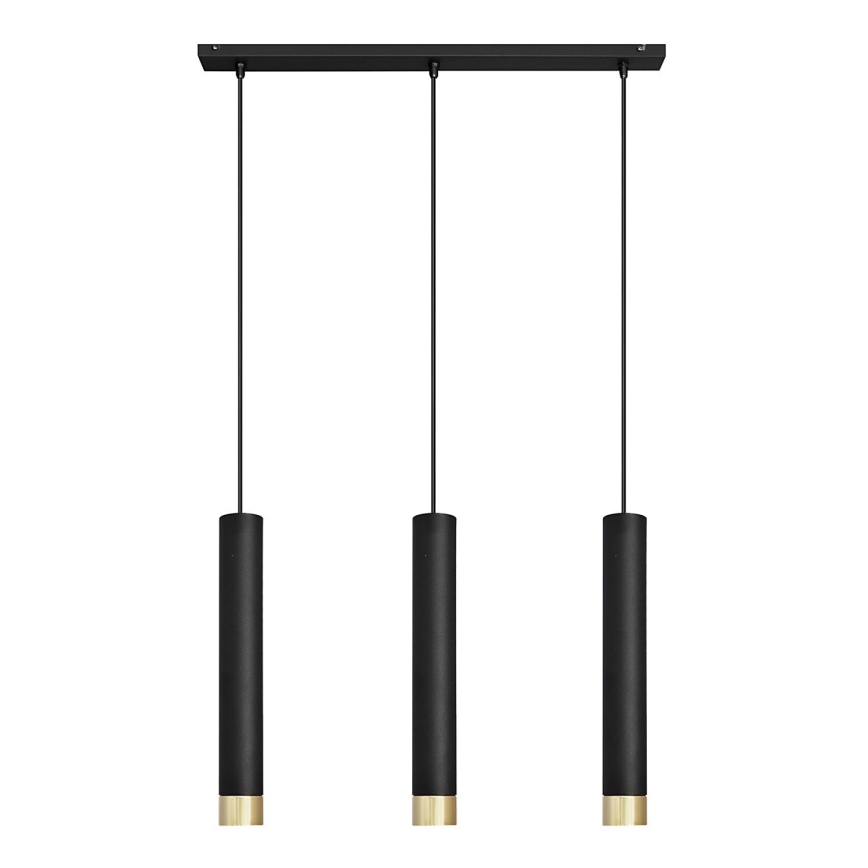LED luster na sajli TUBA 3xGU10/4,8W/230V crno/zlatna