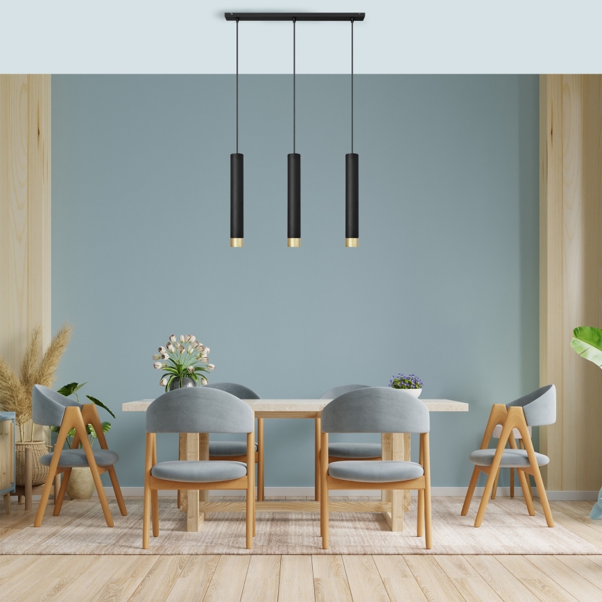 LED luster na sajli TUBA 3xGU10/4,8W/230V crno/zlatna