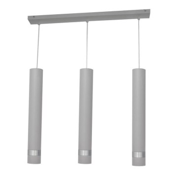 LED luster na sajli TUBA 3xGU10/4,8W/230V sivo/mat krom