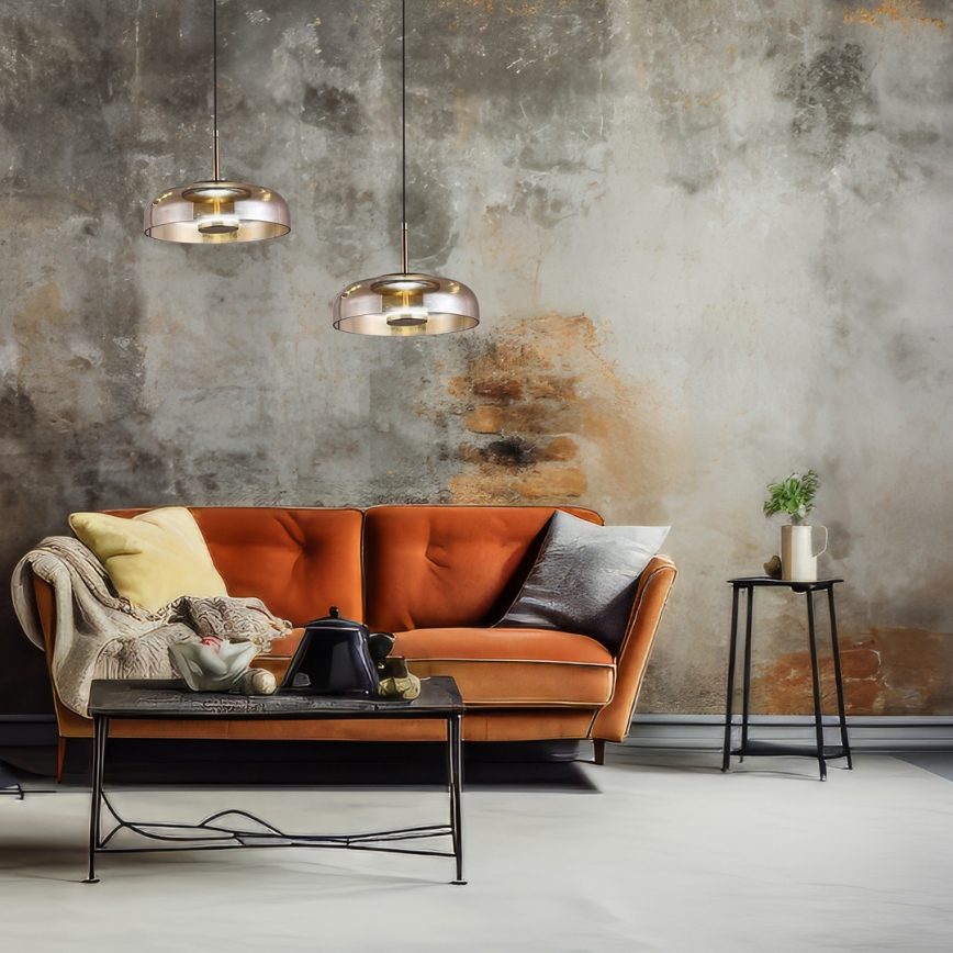 LED luster na sajli VETRO LED/6W/230V pr. 23 cm bež/crno