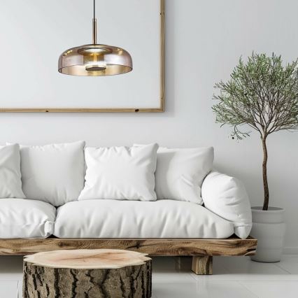 LED luster na sajli VETRO LED/6W/230V pr. 23 cm bež/crno