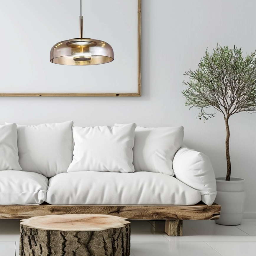 LED luster na sajli VETRO LED/6W/230V pr. 23 cm bež/crno