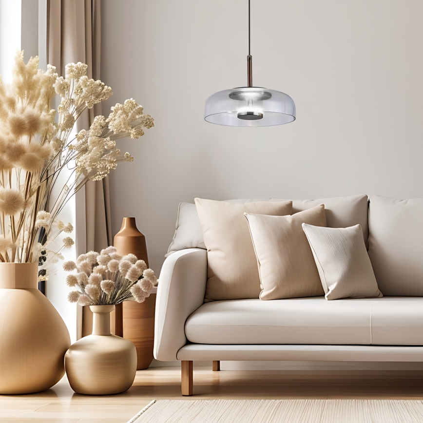 LED luster na sajli VETRO LED/6W/230V pr. 23 cm sivo/crno