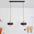 LED luster na sajli VOLTA 2xE27/15W/230V crno/zlatna