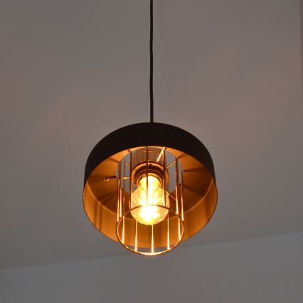 LED luster na sajli VOLTA 2xE27/15W/230V crno/zlatna