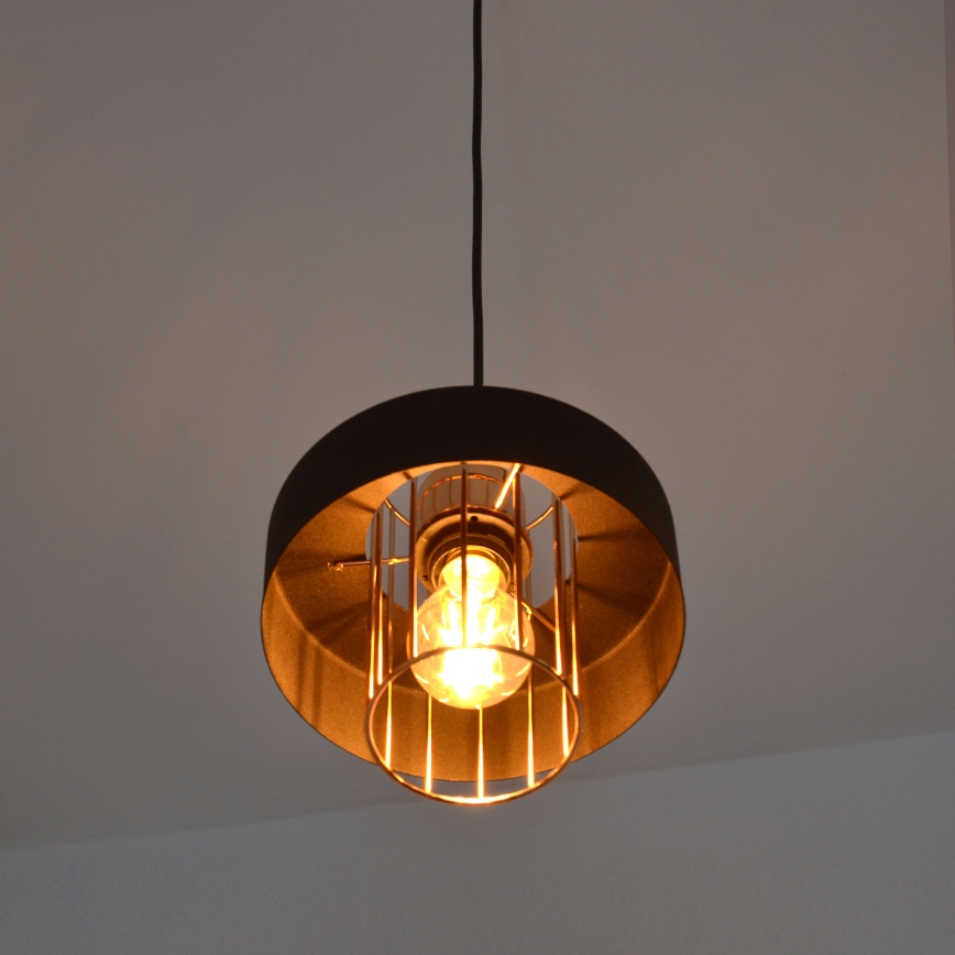 LED luster na sajli VOLTA 2xE27/15W/230V crno/zlatna