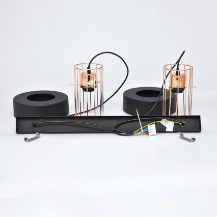 LED luster na sajli VOLTA 2xE27/15W/230V crno/zlatna
