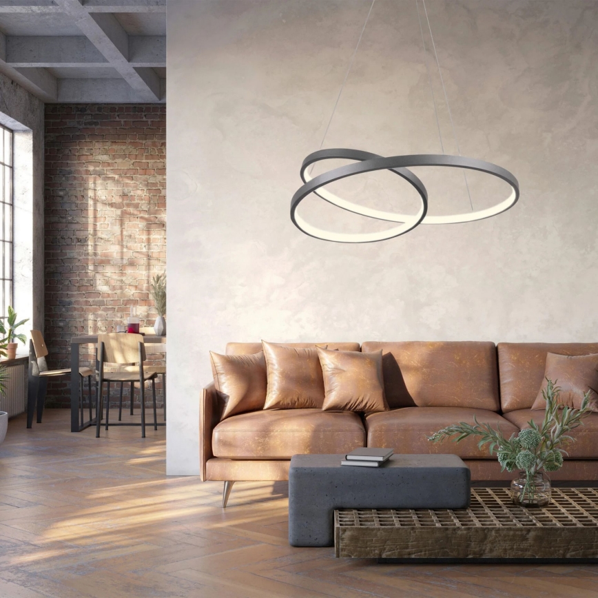 LED luster na sajli ZEFIRA LED/40W/230V 4000K pr. 50 cm antracit