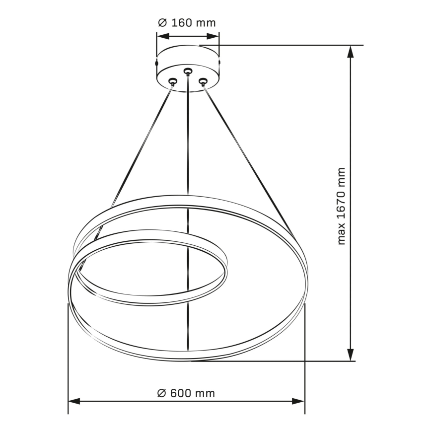 LED luster na sajli ZEFIRA LED/52W/230V 4000K pr. 60 cm antracit