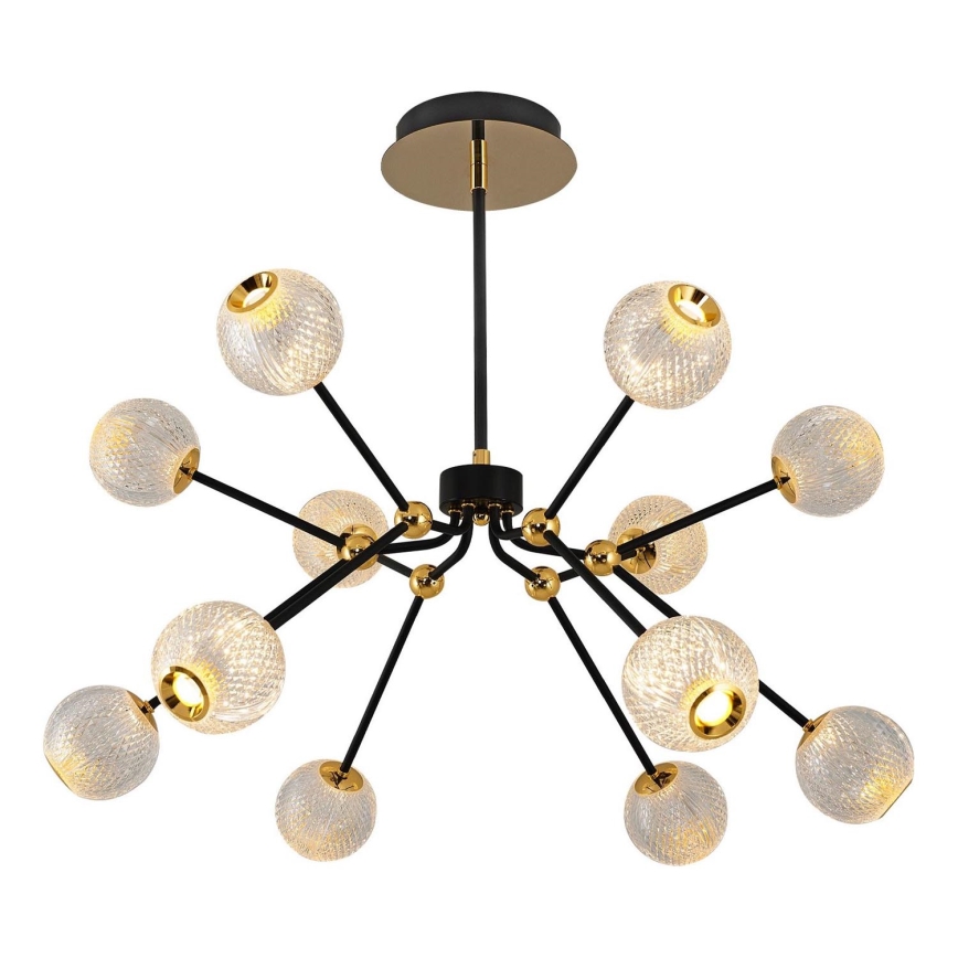 LED luster na šipci GELA 12xLED/5W/230V 3000K crna/zlatna