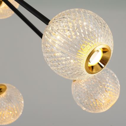 LED luster na šipci GELA 12xLED/5W/230V 3000K crna/zlatna