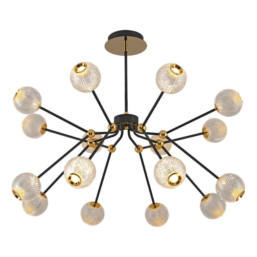 LED luster na šipci GELA 16xLED/5W/230V 3000K crna/zlatna