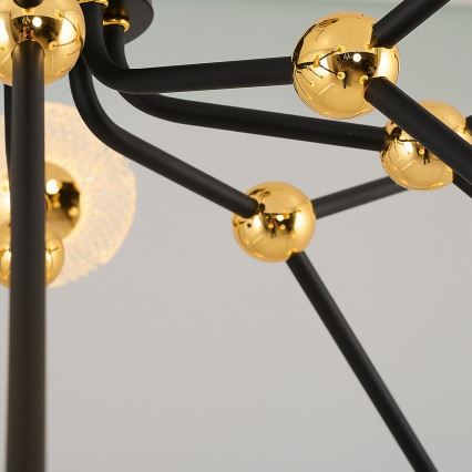 LED luster na šipci GELA 16xLED/5W/230V 3000K crna/zlatna