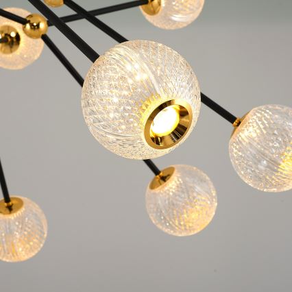 LED luster na šipci GELA 16xLED/5W/230V 3000K crna/zlatna