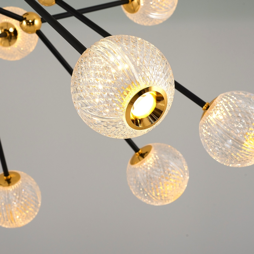 LED luster na šipci GELA 16xLED/5W/230V 3000K crna/zlatna