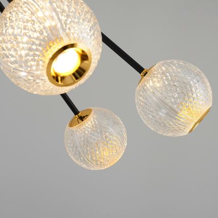 LED luster na šipci GELA 16xLED/5W/230V 3000K crna/zlatna