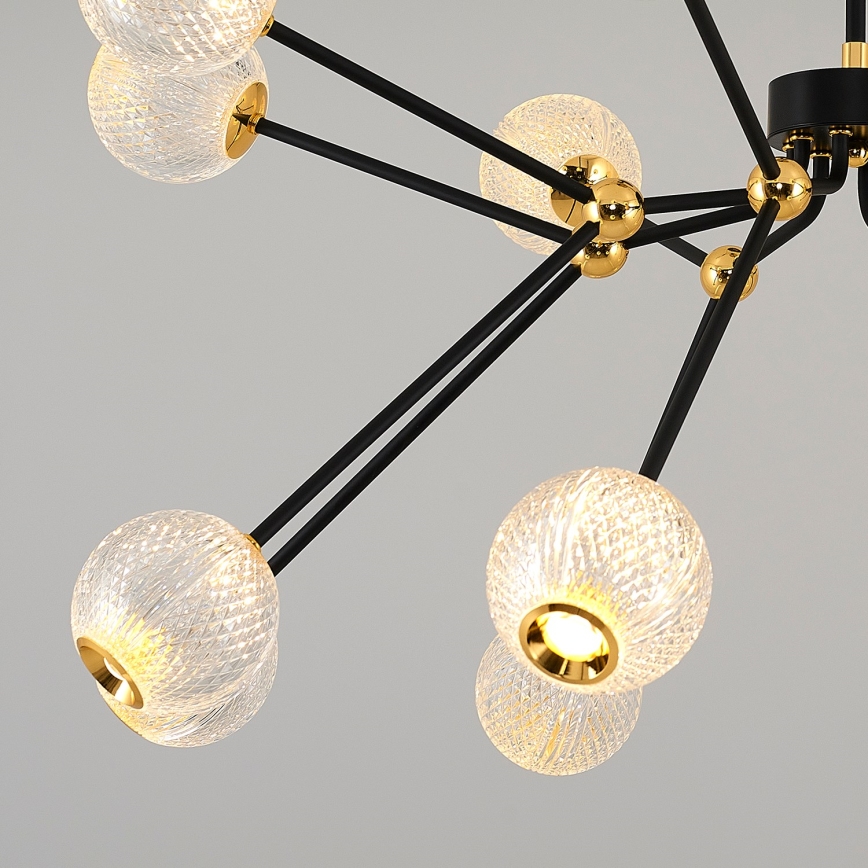 LED luster na šipci GELA 16xLED/5W/230V 3000K crna/zlatna