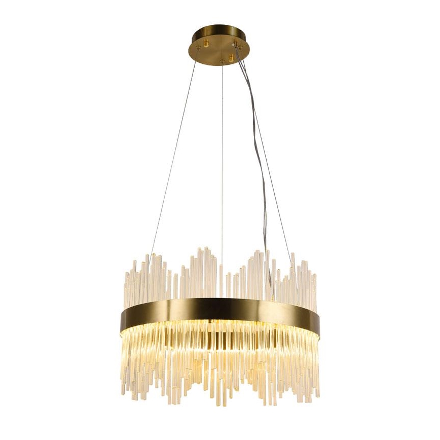 LED prigušiva kristalni luster na sajli LED/70W/230V 3000-6500K zlatna + daljinski upravljač