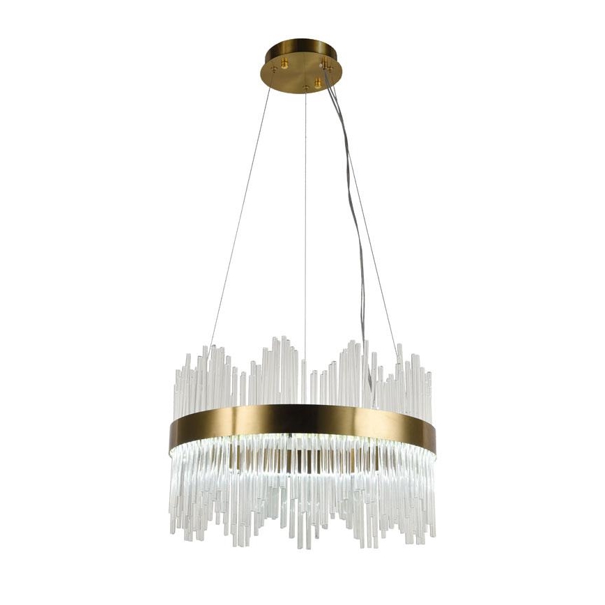 LED prigušiva kristalni luster na sajli LED/70W/230V 3000-6500K zlatna + daljinski upravljač