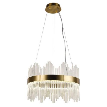 LED prigušiva kristalni luster na sajli LED/70W/230V 3000-6500K zlatna + daljinski upravljač