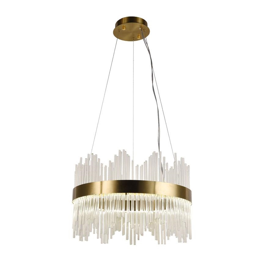 LED prigušiva kristalni luster na sajli LED/70W/230V 3000-6500K zlatna + daljinski upravljač