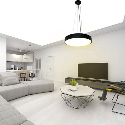 LED luster sa prigušivačem na sajli LED/50W/230V 3000-6500K crna + daljinski upravljač