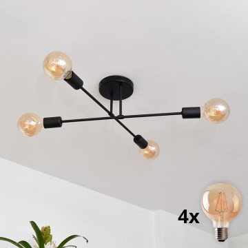 LED Nadgradni luster CAMBRIDGE 4xE27/8W/230V crno