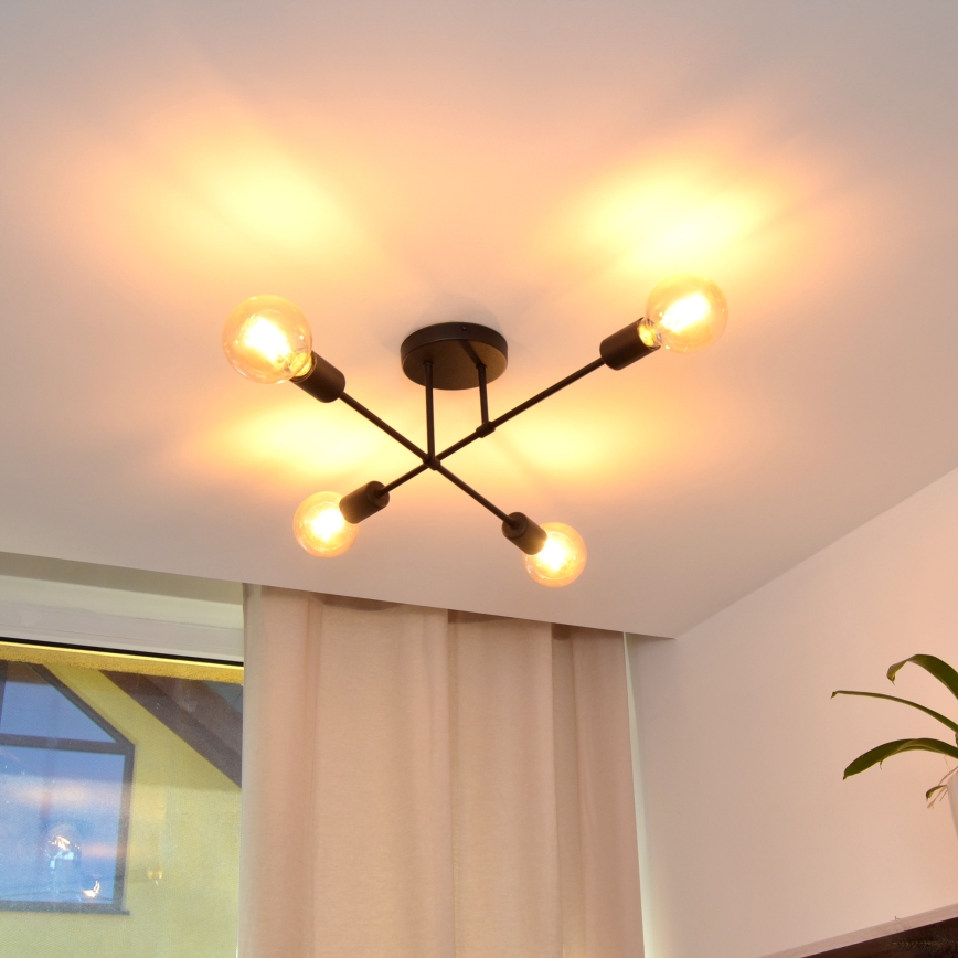 LED Nadgradni luster CAMBRIDGE 4xE27/8W/230V crno