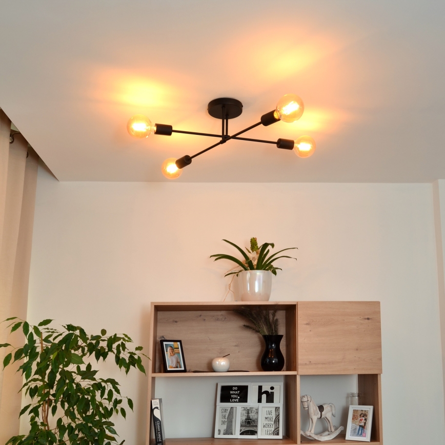 LED Nadgradni luster CAMBRIDGE 4xE27/8W/230V crno