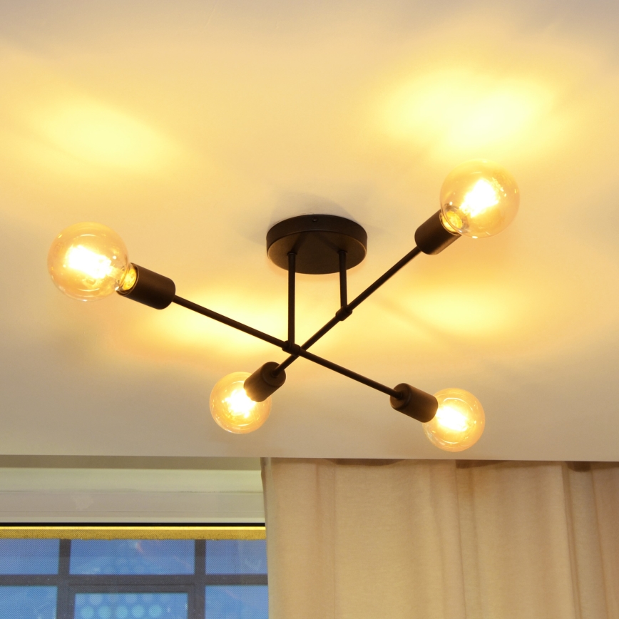 LED Nadgradni luster CAMBRIDGE 4xE27/8W/230V crno