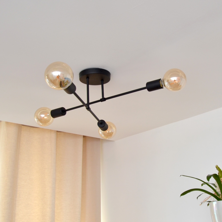 LED Nadgradni luster CAMBRIDGE 4xE27/8W/230V crno