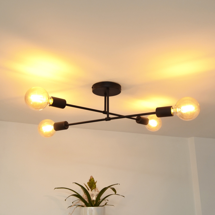 LED Nadgradni luster CAMBRIDGE 4xE27/8W/230V crno