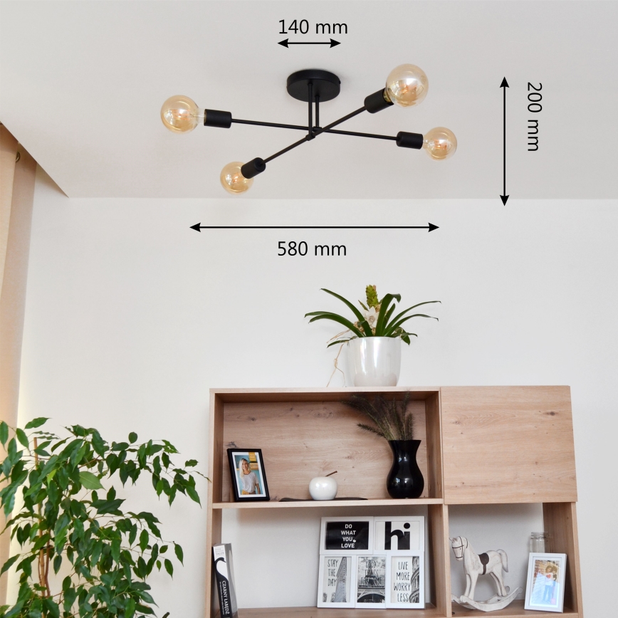 LED Nadgradni luster CAMBRIDGE 4xE27/8W/230V crno