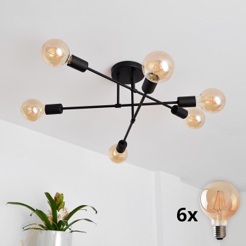 LED Nadgradni luster CAMBRIDGE 6xE27/8W/230V crno