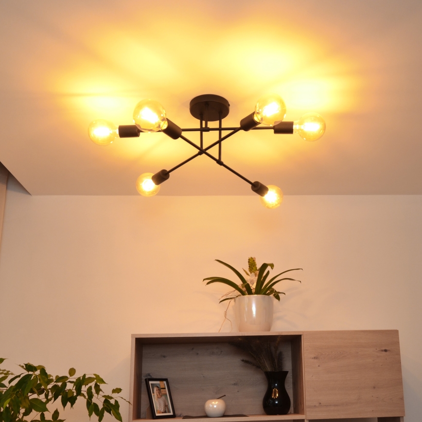 LED Nadgradni luster CAMBRIDGE 6xE27/8W/230V crno