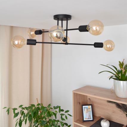 LED Nadgradni luster CAMBRIDGE 6xE27/8W/230V crno