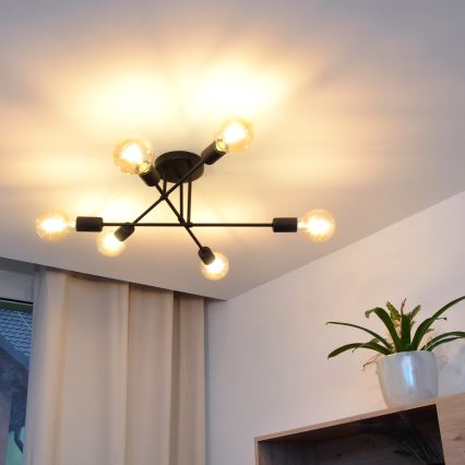 LED Nadgradni luster CAMBRIDGE 6xE27/8W/230V crno