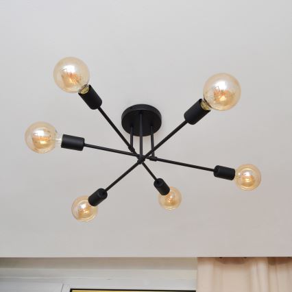 LED Nadgradni luster CAMBRIDGE 6xE27/8W/230V crno