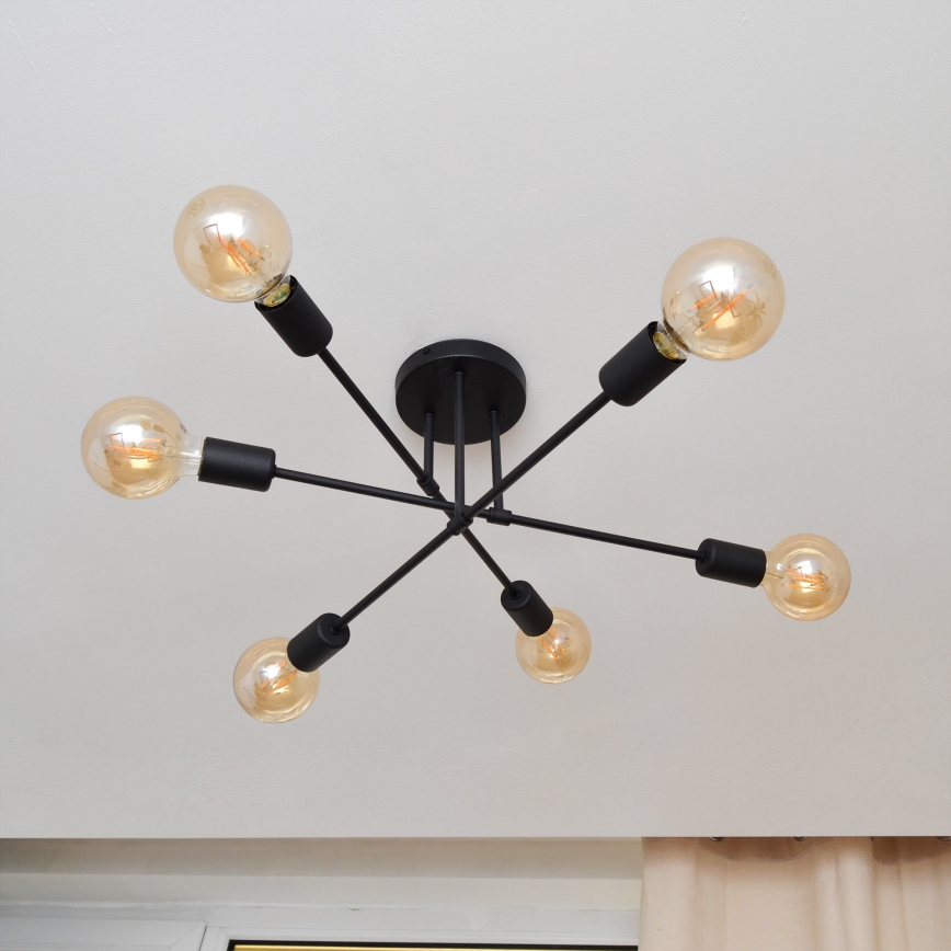 LED Nadgradni luster CAMBRIDGE 6xE27/8W/230V crno